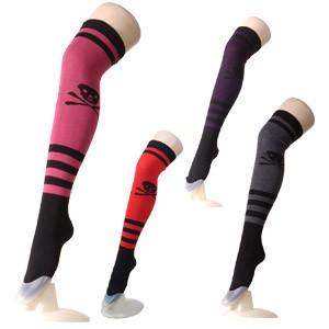 ハロウィン コスプレ 靴下 4色展開 スカル＆ラインオーバーソックス