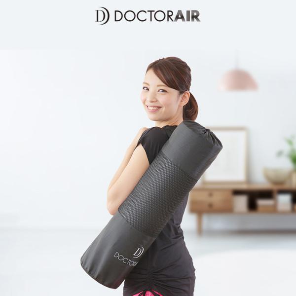 エクササイズマット ドクターエア ヨガマット YM-08BK ストレッチ マット 幅広 おしゃれ