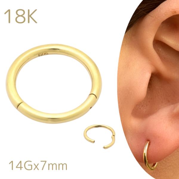 K18 14G 18金ゴールド イエローゴールド 内径7mm 18K 金属アレルギー対応 セグメント...