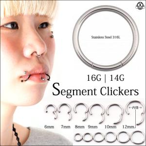 16G  14G コレなら簡単カチッと装着 セグメントリングピアス