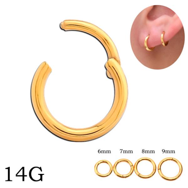 14G 24金ゴールドPVD コレなら簡単カチッと装着 セグメントリングピアス クリッカー リングピ...