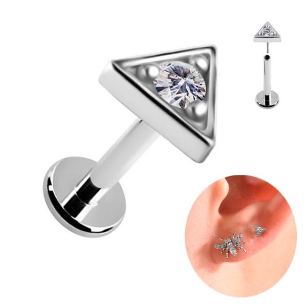 プッシュピアス 20G 18G 16G 14G トライアングル プレミアムジルコニア チタンピアス ...