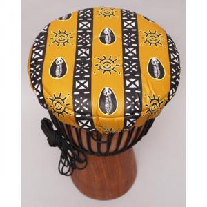 アフリカ　民族楽器　ジャンベ　ヘッドカバー　No.224　アフリカンワックス　ジェンベ　パーニュ｜bogolanmarket