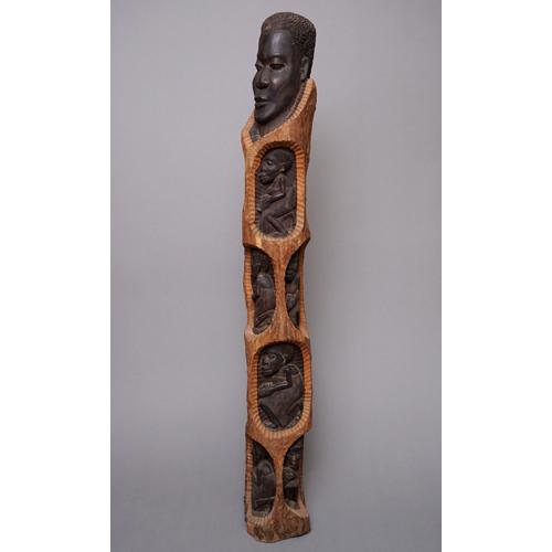 アフリカ　タンザニア　大型　マコンデ　黒檀彫刻　　117cm　木彫り　立像　一刀彫
