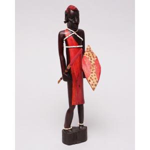 アフリカ　ケニア　マサイ戦士　木彫り　置き物　Mサイズ　オブジェ　彫刻　｜bogolanmarket