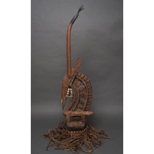 アフリカ マリ バンバラ族 両面 マスク 仮面 No.402 木彫り アフリカン