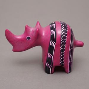 アフリカ ケニア ソープストーン 置物 サイ 7番 オブジェ 置物 民芸品