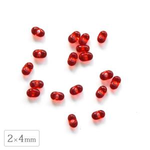 チェコビーズ ファルファーレ 2×4mm レッド 40g シードビーズ ガラス パーツ アクセサリー ハンドメイド 手芸