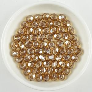 チェコビーズ FP ラウンド 6mm スモークトパーズホワイトラスター 20個 ファイアポリッシュ ガラス ビーズ ハンドメイド 手芸 アクセサリー