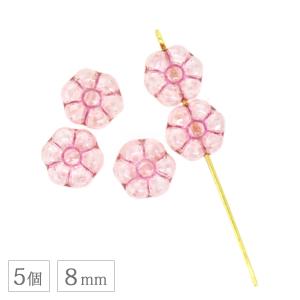 チェコビーズ フラットフラワー チリピンク 8mm 5個 花 フラワー かわいい ガラス ビーズ ハンドメイド 手芸 パーツ アクセサリー 手作り 材料