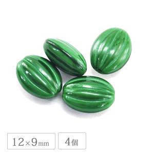 チェコビーズ アーモンド 12×9mm サテングリーン 4個 ガラス ビーズ パーツ アクセサリー ハンドメイド 手芸 手作り 素材