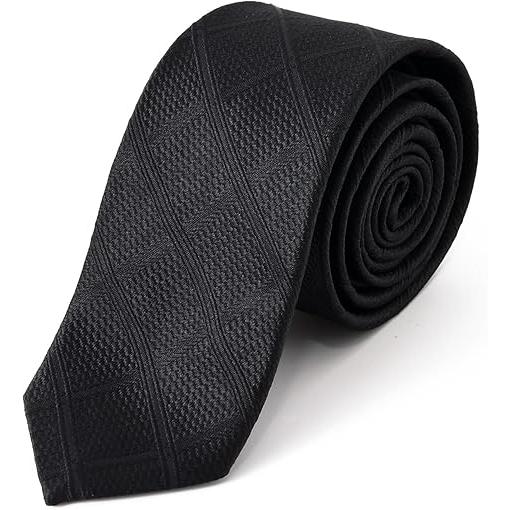 Rachel ナロータイ スリムネクタイ 日本製 洗濯可能 細身 光沢感 ブラック チェック モノト...