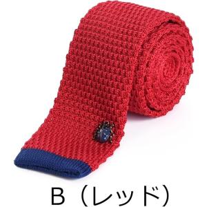 【RACHEL】ニットタイ ナロータイ スリムネクタイ ウォッシャブル ワンポイント チャーム付き ...