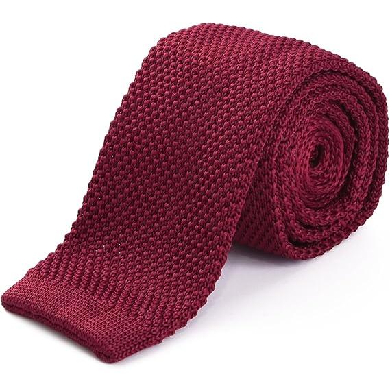 【RACHEL】ニットタイ ナロータイ スリムネクタイ ウォッシャブル 幅6cm 鹿の子編 ワインレ...