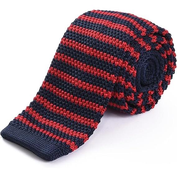 【RACHEL】ニットタイ ナロータイ スリムネクタイ ウォッシャブル 幅6cm ボーダー C柄