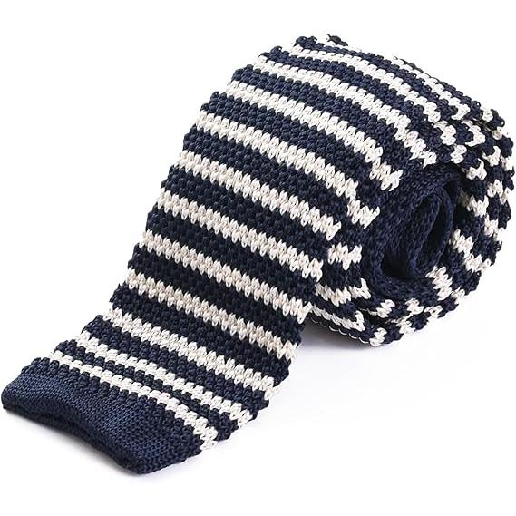【RACHEL】 ニットタイ ナロータイ スリムネクタイ ウォッシャブル 幅6cm ボーダー A柄