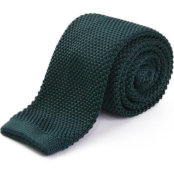 【RACHEL】ニットタイ ナロータイ スリムネクタイ ウォッシャブル 幅6cm グリーン 無地