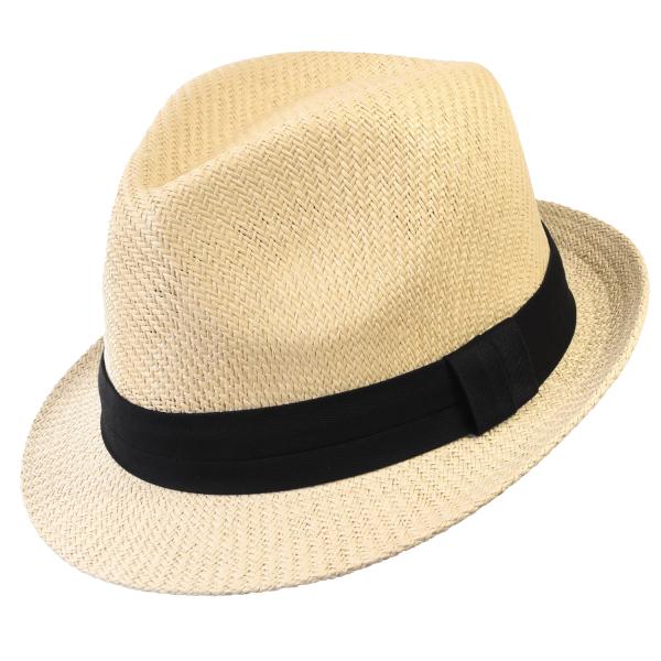 ペーパー中折れ 麦わら帽子 男女兼用 UVケア サイズ調整可能 フリーサイズ ストローハット 軽量 ...