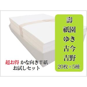 かな半紙 5種お試しセット 壽 祇園 ゆき 古今 吉野 計100枚 書道用品 仮名用半紙 書道半紙｜bokusaisha