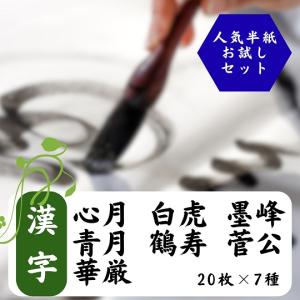 漢字向き半紙 7種お試しセット 心月 墨峰 青月 白虎 鶴寿 菅公 華厳 計140枚 書道用品 書道半紙