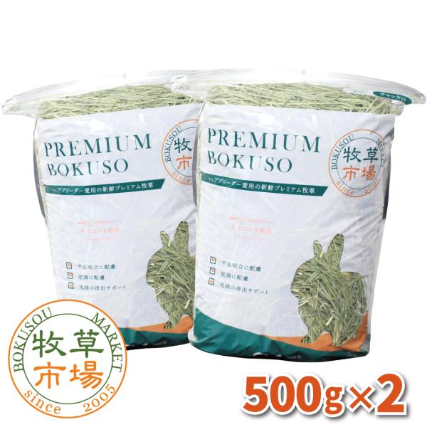 牧草市場 ダイエット牧草 クレイングラス（特選プレミアム） 1kg (500g×2パック)