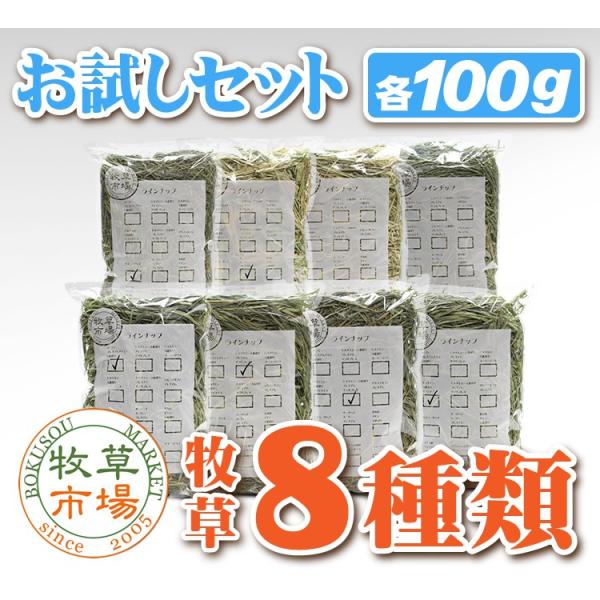 牧草市場 お試しセット 牧草 各100gx8種類