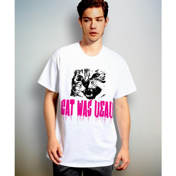 CAT WAS DEAD ピンクフォント 半袖カットソー ユニセックスTシャツ bombing メン...