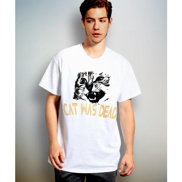 CAT WAS DEAD イエローフォント 半袖カットソー ユニセックスTシャツ bombing メ...