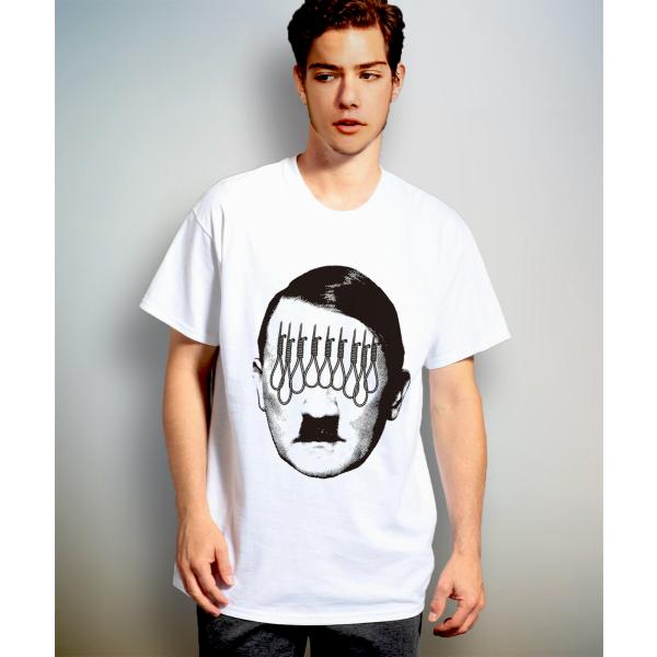 ヒトラー ナチスイメージ ホワイト 半袖カットソー ユニセックスTシャツ bombing メンズレデ...
