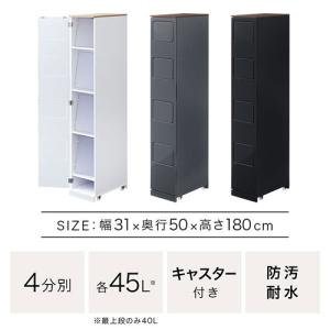 キッチン 分別ゴミ箱 縦長 4段 斜め 45リットル スリム 30cm おしゃれ