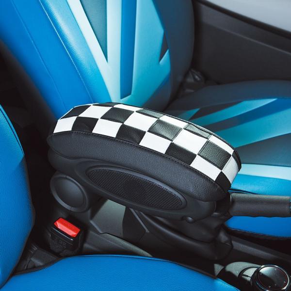 BMW MINI F系　センターアームレストカバー　チェッカー白黒