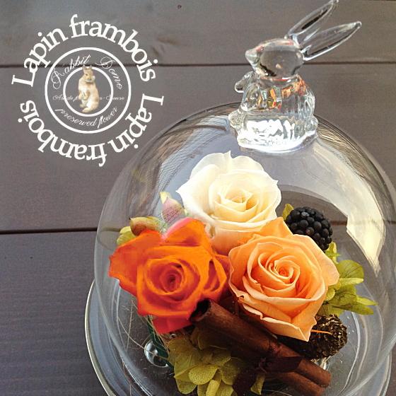 選べる7色♪幸せを贈る『幸運のうさぎ〜ラパン〜』プリザーブドフラワー ガラスドーム [プリザーブドフ...