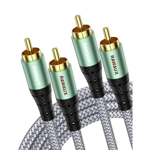 RAWAUX RCAケーブル、2RCAオス to オス ステレオ 赤白デジタル オーディオケーブル ...