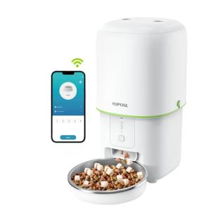 Yuposl 自動給餌器 猫 5G WiFi スマホ遠隔操作 音声録音 定時定量 自動餌やり機 4L容量 中小型犬用 2WAY給電 手動給餌 無制限置