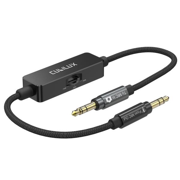 Cubilux 3.5mm TRSライン to マイクアッテネーターケーブル、3段階切替式（-10d...