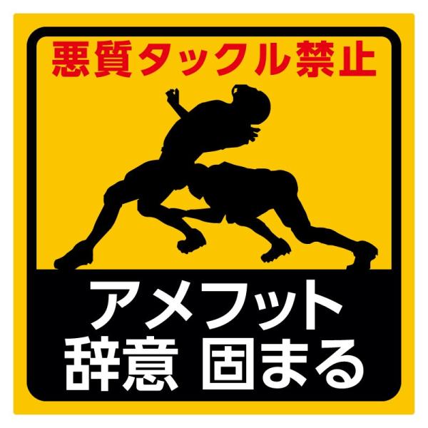悪質タックル禁止 雨降って地固まる おもしろ ステッカー 車 耐水 メール便