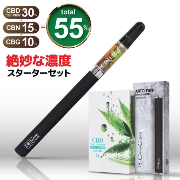 CBD リキッド 55% スターターセット 1ml CANNACREATE 高濃度 ディスティレート...