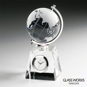 ①綺麗！　glass works narumi 卓上時計　地球儀　美品 NARUMI - グラスワークス 鳴海 地球儀 時計の通販 by みどゆず's shop