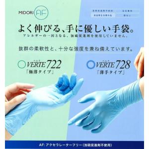 ミドリ安全 ニトリル手袋 ベルテ 710N (薄手) 粉なし ブルー SS〜LL