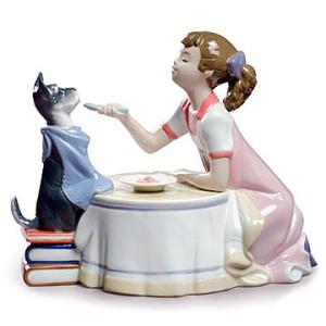 リヤドロ（Lladro リアドロ 陶器人形 置物） 犬と少女 お茶の時間 #ldr-9197