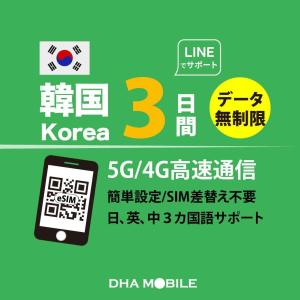 【メール送付】韓国eSIM 3日間 無制限 韓国SIM プリペイドSIM データ使い放題 4G/LTE回線 データ通信専用 esim対応simフリー端末のみ対応