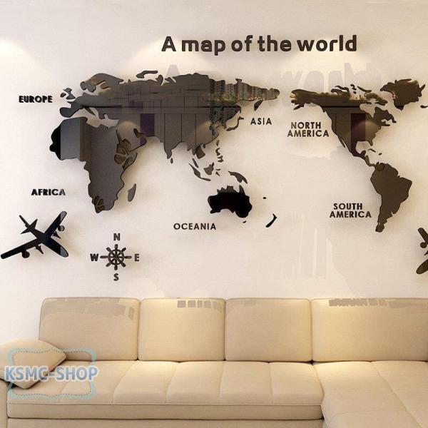 3D 世界地図 80cm*40cm ウォールステッカー 壁紙 diy 飾り はがせる 装飾 おしゃれ...