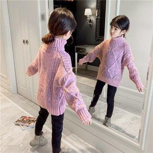 セーター キッズ 女の子 秋冬 ニットトップス 長袖 カットソー インナー タートルネック 子供服 ...