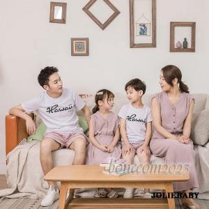 大人子供用 韓国親子ペアルック ビーチ ワンピ...の詳細画像1