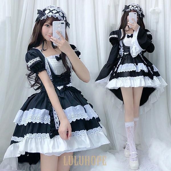 メイド服 コスプレ 衣装 メイド コスプレ ワンピース フィッシュテール コスチューム  フリル 可...