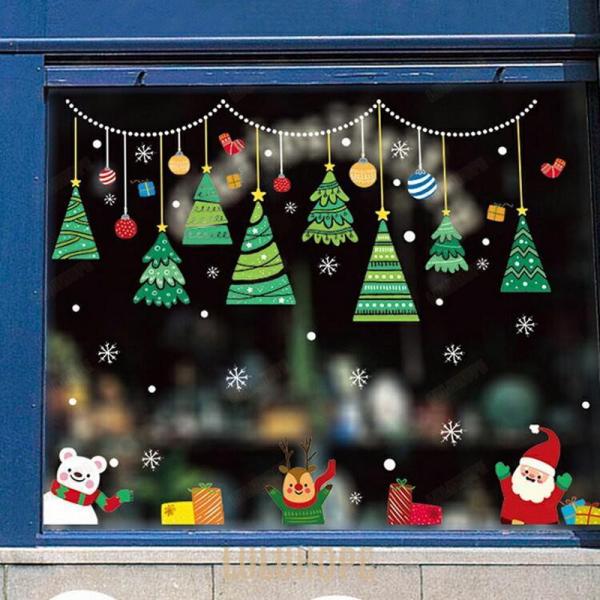 クリスマス ウォールステッカー オーナメント 店舗ディスプレイ クリスマスツリー サンタクロース