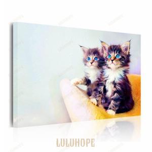 絵画 壁飾り 壁掛け 油絵 猫 アートパネル 猫の絵 動物の絵 二匹の子猫 店舗ディスプレイ インテ...