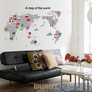 ウォールステッカー モノトーン世界地図 きれいに剥がせる 子供部屋 DIY 壁紙 壁 シール 雑貨 ...