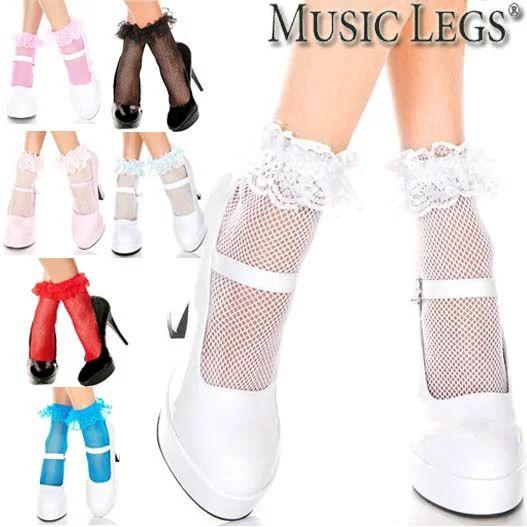 メール便4点まで270円MusicLegs(ミュージックレッグス) ラッフルレース付きフィッシュネッ...