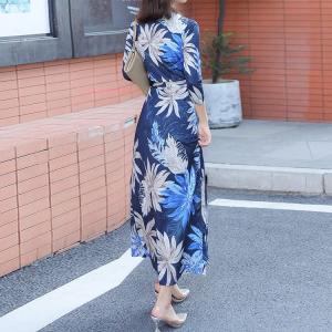 カシュクールワンピース 総柄 柄プリント ロン...の詳細画像3